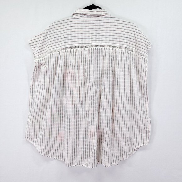 Pilcro Anthropologie Top Womens XL Linen Blend Serena Surf Henley Embroidered - Picture 3 of 12